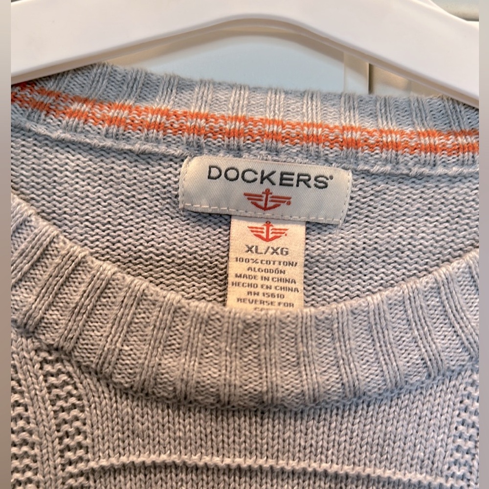 Dockers Light Gray Window Pane Crewneck Sweater Cotton Size XL Men’s EUC - Picture 3 of 4